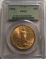 1928 MS 63 St. Gaudens $20 Gold Coin