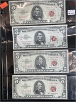 (4) $5 RED STAR NOTES