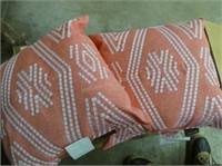 2 coral Allen Roth throw pillows - new
