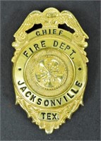 CHIEF FIRE DEPT BADGE JACKSONVILLE TEX