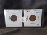 1860 & 1862 INDIAN HEAD CENTS
