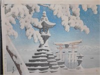 Rare and Iconic Hasui 'Snow at Itsukushima'