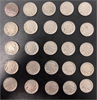 Lot of 25 Buffalo Nickels 1930s