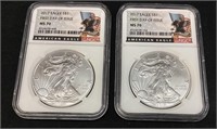 (2) 2017 SILVER AMERICAN EAGLES, MS70, 1st DAY