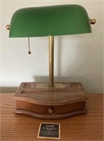 Vintage Wood Vanity Base Banker's Lamp