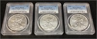 (3) SILVER AMERICAN EAGLES, (2) TYPE 1 & (1)