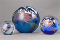 Group of 3 Art Glass Paperweights