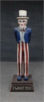 Carved Wood and Polychrome Uncle Sam ‘I Want You’