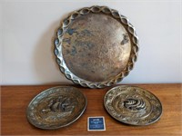 Etched Detail Brass Platter/Decorative Plates