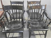 4  WOOD ARM CHAIRS