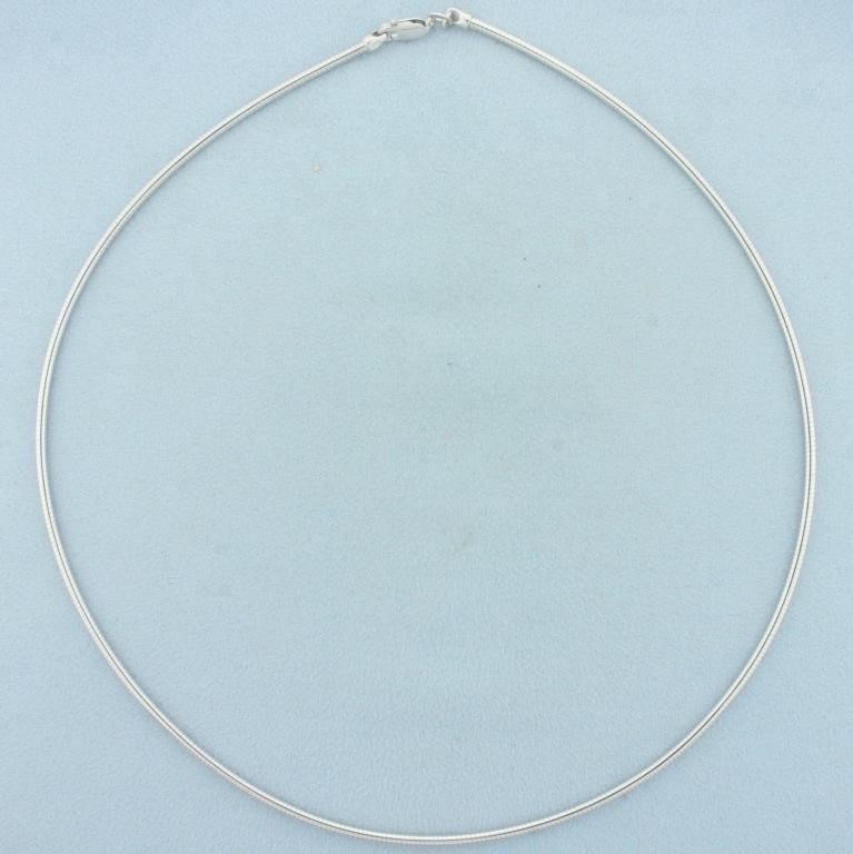 Omega Link Snake Necklace in 14k White Gold