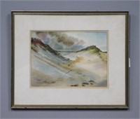 Charles A. Mahoney Watercolor 'Sand Dunes' 1968