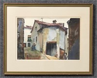 Charles A. Mahoney Watercolor Village Street