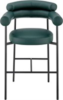 Art Deco Stool  Faux Leather  Metal  Green