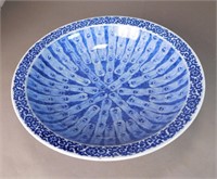 Large Imari Blue and White Footed Serving Bowl