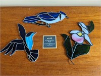 Lot of Hanging Stained Glass Birds/Flower