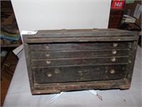 Antique Machinest Box - Wooden w 4 Drawers