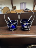 BLUE/SILVER CONDIMENT DISHES