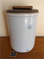 Vintage Crown Ceramics 6 Gallon Crock/Wooden Lid