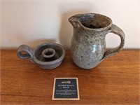 Lowerdown Glazed Pottery Pitcher/Candle Holder