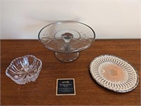 Raised Glass Serving Plate/Dish/Metal Dish