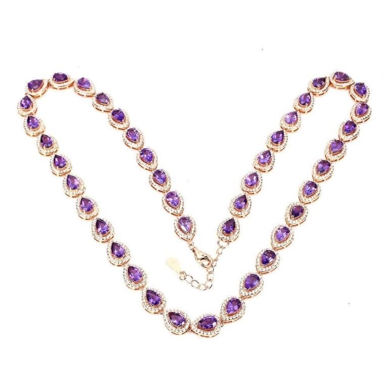 Natural Unheated Pear Amethyst Necklace