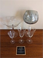 Lot of Assorted Etched Glass/Crystal Glasses