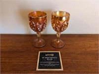 Vintage Pressed Orange Carnival Glass Mini Goblets