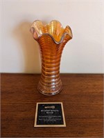Vintage Imperial Glass Ruffled Carnival Glass Vase