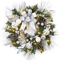 24 Inch Outdoor Christmas Wreath with LED Lights
