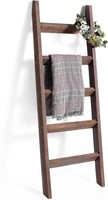 5ft Wood Blanket Ladder and Towel Rack  Brown