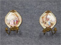 Rare Pair of 'Lille' French Faience Wall Sconces