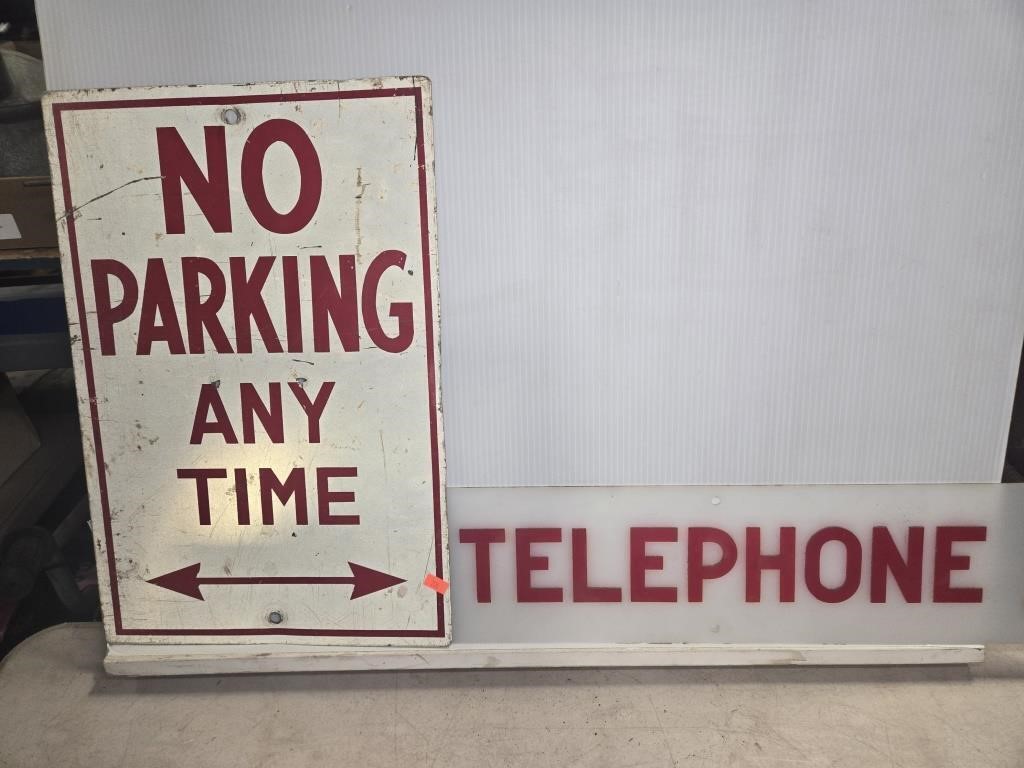 TELEPHONE AND NO PARKING SIGNS