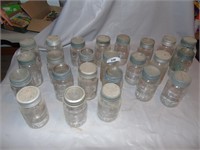 24 Glass Jars, - Crown brand 1 Coloured
