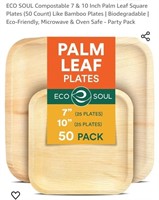 NEW  7" & 10" Palm Leaf Square Plates (50 Count)