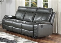Grey Diamond Stitch Double recliner sofa