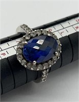 925 silver & sapphire ring size 7