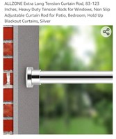 NEW 83"-123" Extra Long Tension Curtain Rod,