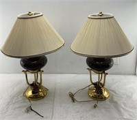 26.5in - vintage brass and ceramic lamps