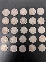 Lot of 25 Buffalo Nickels 1930s