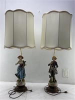 36in - vintage lamps porcelain and brass