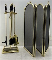 29in -  Vtg Brass Mable Fireplace Hearthware