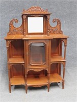 Carved Cherry Mirror Back Parlor Cabinet