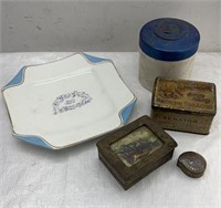 Vintage plate & tin cans