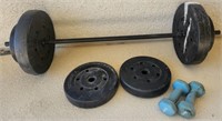 J - FREE WEIGHTBARBELL AND HAND WEIGHTS