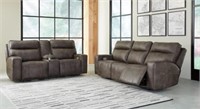 Ashley Game Plan Leather PWR Rec Sofa & Love Seat
