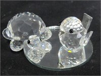 LOT OF 2 SWARVOSKI CRYSTAL BIRD & TURTLE FIGURES