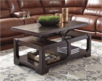 ASHLEY ROGNESS RUSTIC BROWN LIFT-TOP COFFEE TABLE