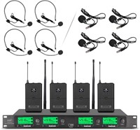 WENWEN Wireless Microphone System Pro UHF 4 Channe