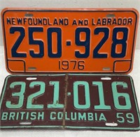 1959/76 Canadian plates